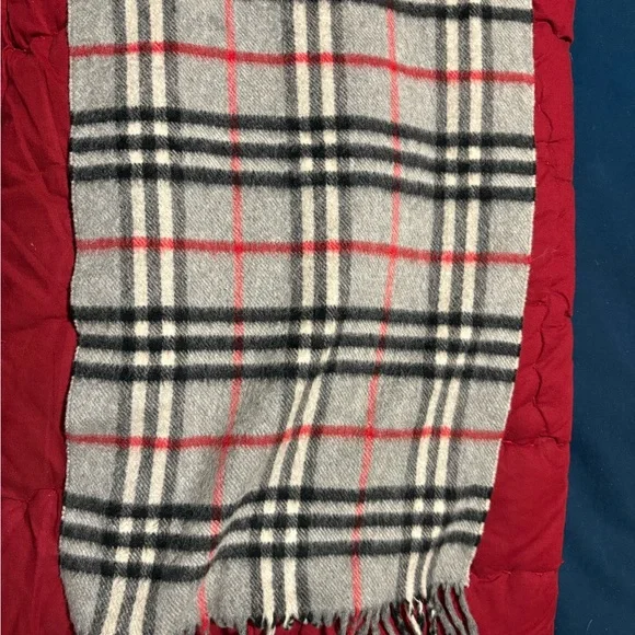 Burberry Check Scarf - Black, Red, and Cream - Picture 4 of 7